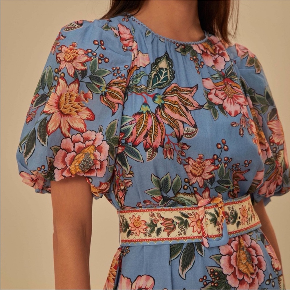 FARM Rio Blue Wonderful Bouquet Mini Dress